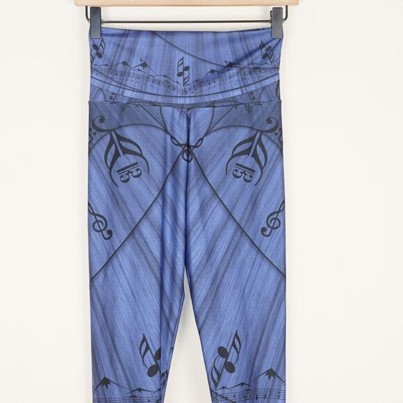 Bunny Hill Activewear Musical Note Printed Leggings Womens Blue Sz S - Picture 2 of 7